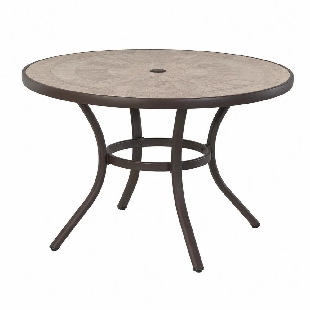 Okrągły stół ogrodowy metalowy z blatem ceramicznym 120 cm