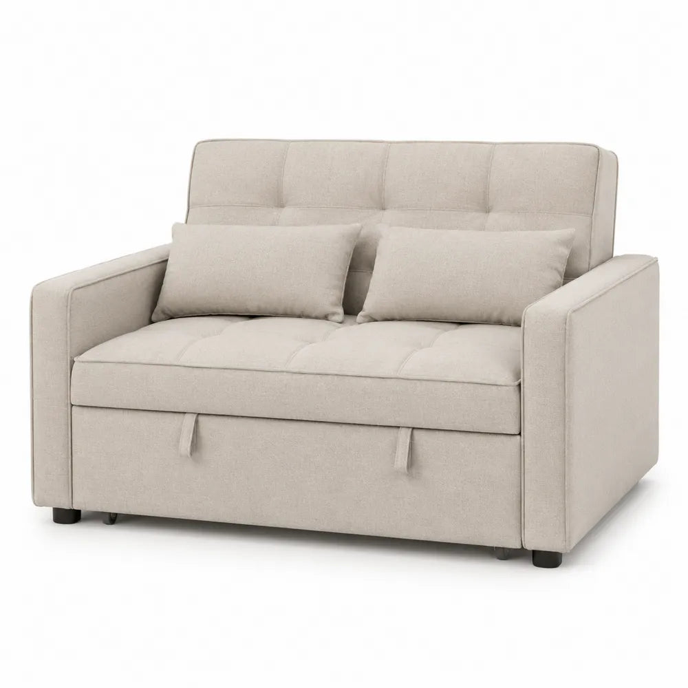 Sofa rozkładana 160x90x85cm z poduszkami Beżowa