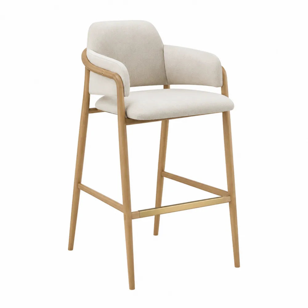Stołek barowy z tkaniny, rama bukowa 105cm