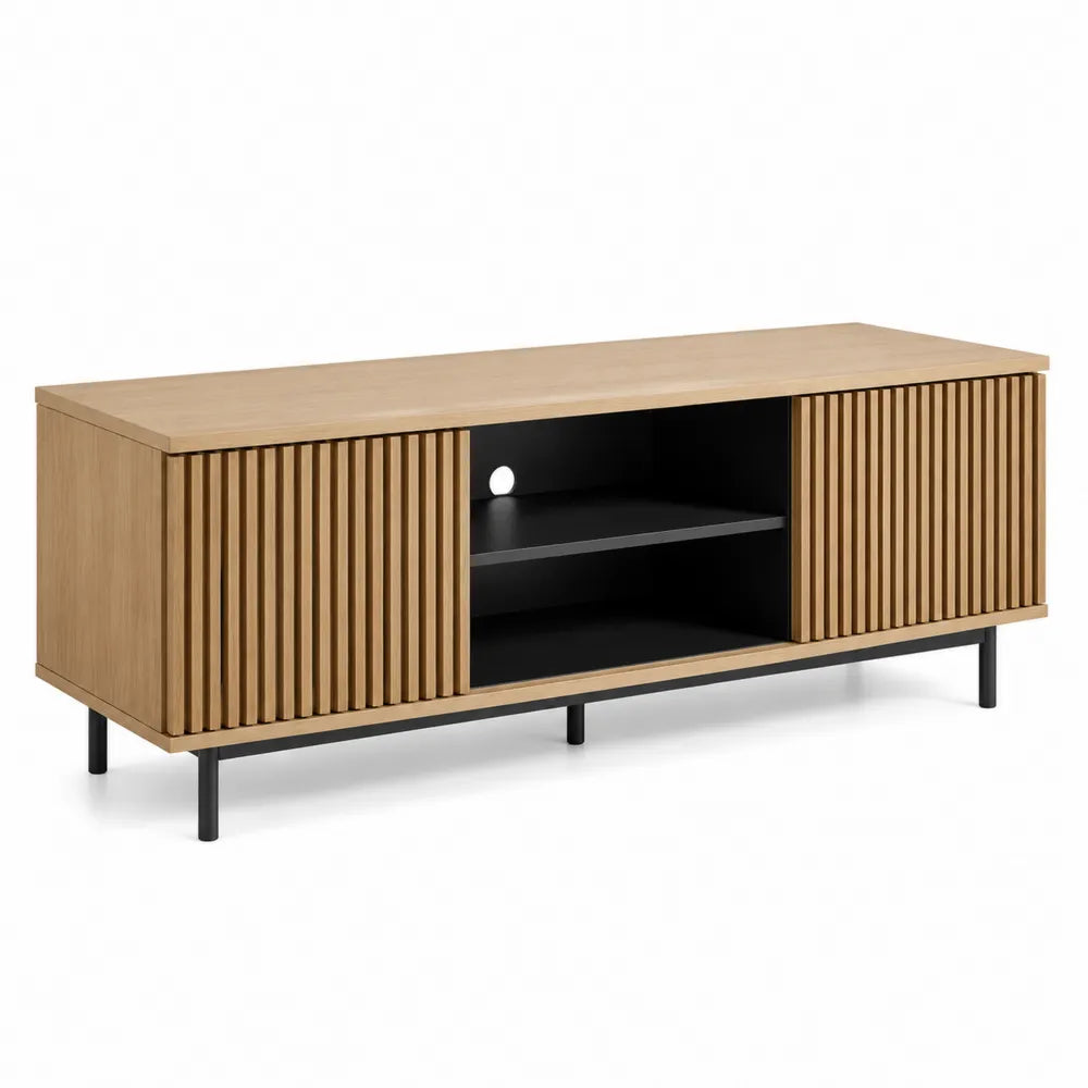 Szafka RTV z drewna dębowego i metalu 150x50x40 cm