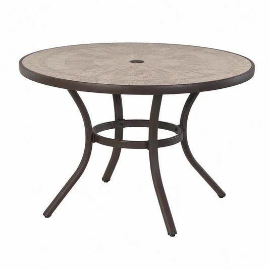 Okrągły stół ogrodowy metalowy z blatem ceramicznym 120 cm