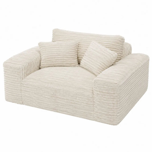 Sofa sztruksowa kremowa z poduszkami