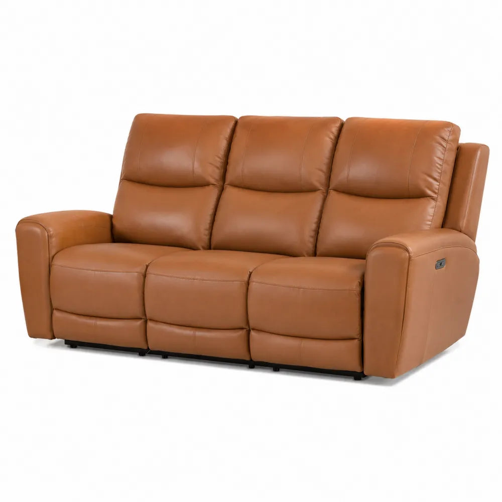 Skórzana Sofa Trzyosobowa z Regulacją Brązowa