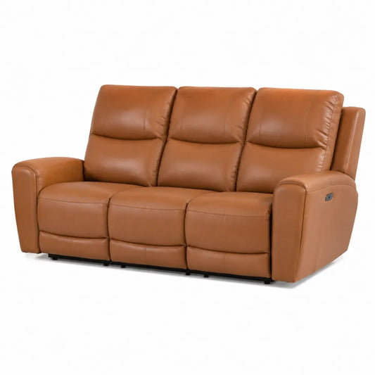 Skórzana Sofa Trzyosobowa z Regulacją Brązowa