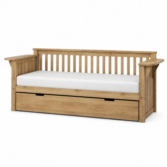 Łóżko z szufladą z drewna dębowego 200x90 cm