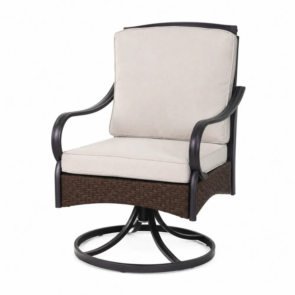 Krzesło ogrodowe obrotowe metalowe z poduszkami