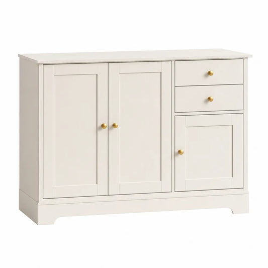 Kredens z Płyty MDF z Metalowymi Gałkami Biały 120x90x40 cm