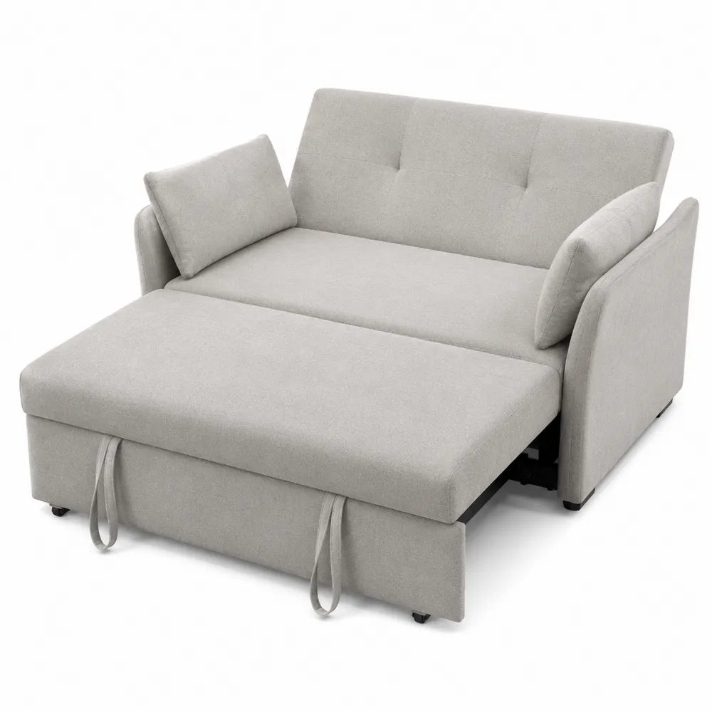Sofa rozkładana z funkcją spania szara tkanina 200x140 cm