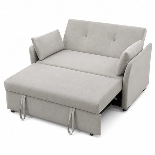 Sofa rozkładana z funkcją spania szara tkanina 200x140 cm