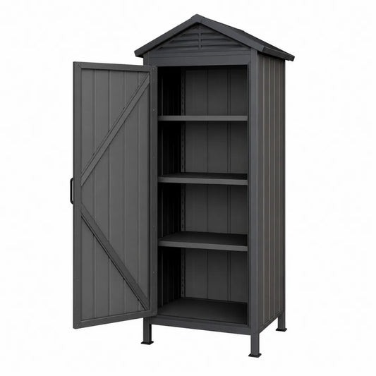 Metalowa szafka ogrodowa ze stali ocynkowanej ciemnoszara 172 cm