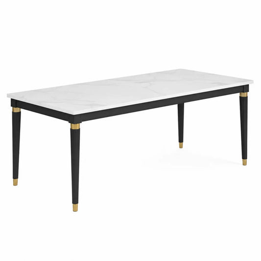 Stół jadalniany z blatem imitującym marmur, metalowy 180x90x75 cm