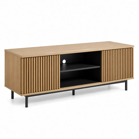 Szafka RTV z drewna dębowego i metalu 150x50x40 cm