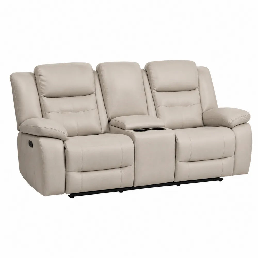 Sofa Rozkładana z Eco Skóry z Uchwytami na Kubki